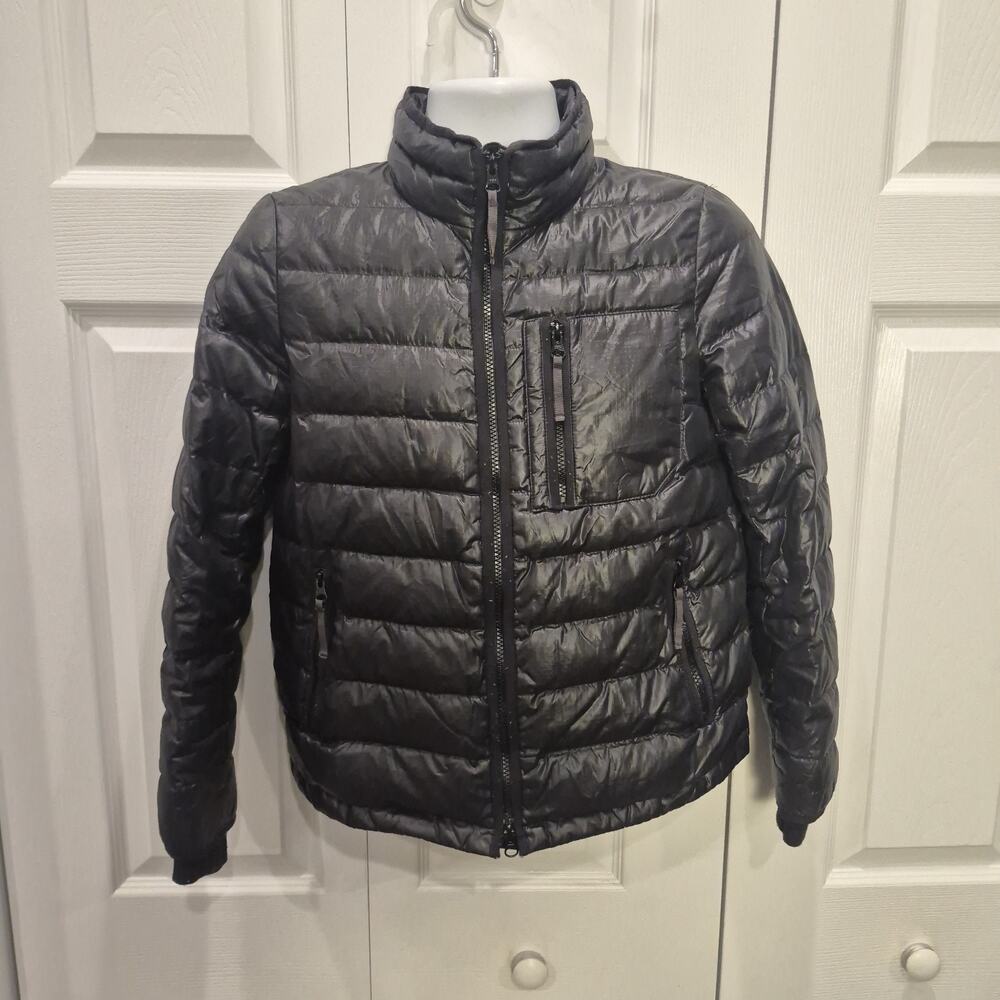 J.Crew Down Puffer Jacket Mens Small Black Lightweight Packable Full Zip Coat